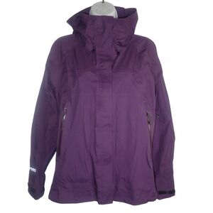 REI Women Rain Jacket XS Event‎ Purple Hooded Zip Waterproof Hiking Gorpcore